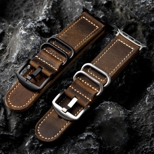 HUANLONG 38mm-49mm Unisex Leather Watch Band, Vintage Soft Lightweight Strap with Adjustable Pin - Product Image 3