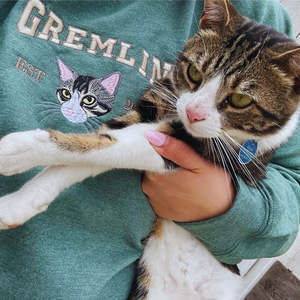 <span class=keywords><strong>Sudadera</strong></span> de cara de <span class=keywords><strong>gato</strong></span> Varsity ecológica transpirable personalizada bordada 3D perfecto regalo personalizado amantes de los gatos Primavera Verano - Product Image 3