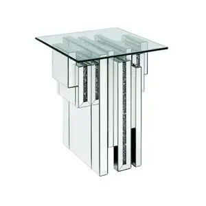 Hot Selling Mirrored Crystal Striking End Table Side Table Glass Accent Table For Living Room Furniture