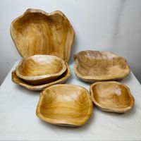 Vente en gros usine : Assiettes à fruits en bois massif sculpté en forme de tasse et bols de grande taille pour salons, assiettes à fruits créatives, bols en bois