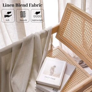 Rideau en polyester DaiRui, léger, à languettes arrière, effet gaze drapée, aspect lin, pour salon (vente en gros) - Product Image 1