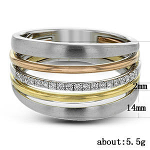Anello a tre tonalità e più file per donna, stile trendy, accessorio da dito alla moda per feste, idea regalo - Product Image 5