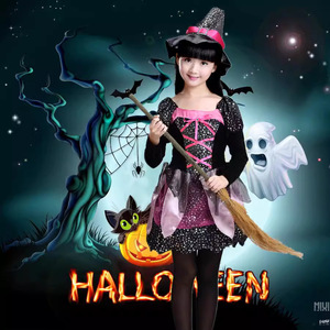 Costume de sorcière d'Halloween pour enfants de 5 à 7 ans, en lin, pour photographie, spectacle de danse, tenue de cosplay - Product Image 3