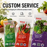 Sacs autocollants transparents en BOPP avec logo personnalisé et trous de ventilation pour l'emballage de légumes frais