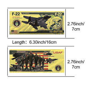 Banconota Militare Americana in Oro 24K da 1000 USD, Collezione Bifacciale 16x7cm, Aereo da Caccia ed Elicottero, Regalo per Appassionati di Aviazione - Product Image 2