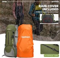 Mochila de Senderismo de 60L con Marco Interno y Cubierta Impermeable, Mochila Ripstop con Suspensión Ajustable y Espalda Ventilada para Trekking