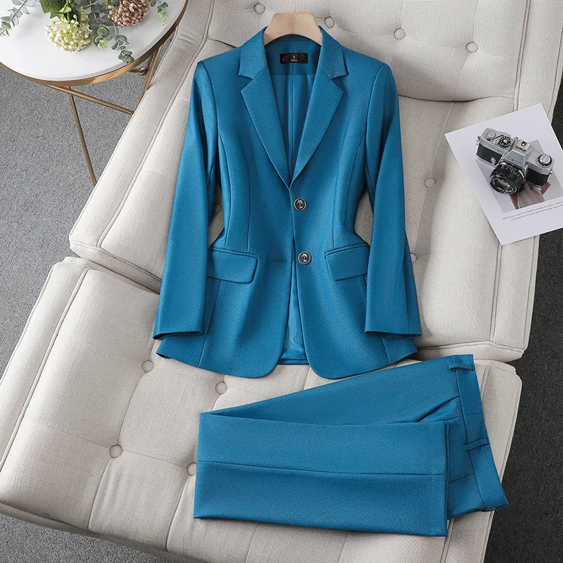 Blue business suit women's spring and autumn 2024 new high-end skinny suit jacket winter