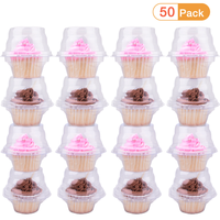 Boîtes à cupcakes individuelles transparentes rondes en RPET/PET, contenants à dessert en plastique écologiques jetables personnalisés 2022