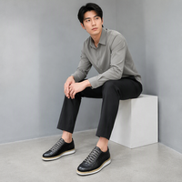Chaussures décontractées pour hommes en cuir véritable faites à la main, motif crocodile gaufré, à lacets, semelle épaisse, mode quotidienne, chaussures habillées, logo personnalisé OEM