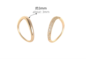 Bijoux de mode, bague géométrique en argent sterling S925 plaqué or avec pavé de CZ, bague empilable pour femmes - Product Image 6