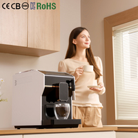 Mesin Pembuat Kopi Otomatis Penuh Pompa ULKA 20 Bar 2 Minuman 6-8 Cangkir Per Jam untuk Dapur Kantor Rumah