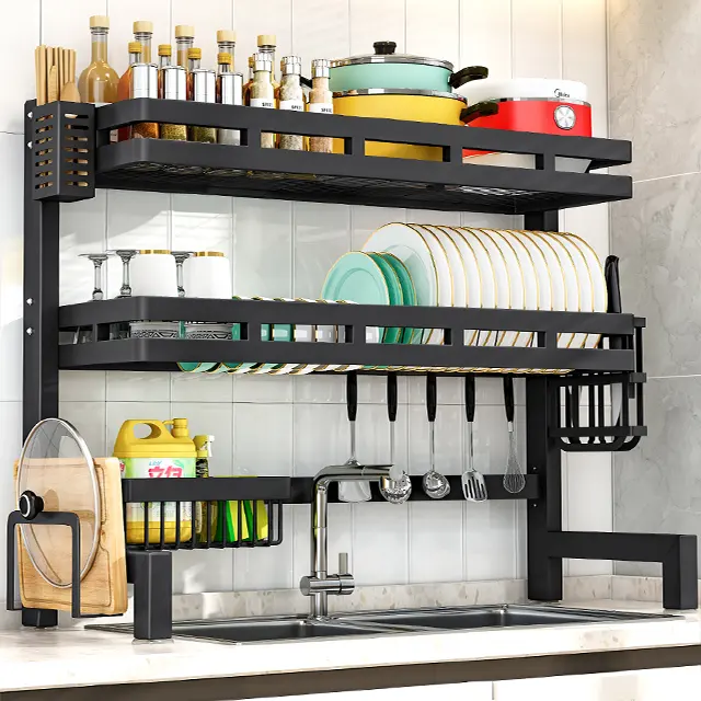 XingYou Wholesale Multi-function 2 Tier Stainless Steel Metal Kitchen Storage Organizer Shelf Over The Sink Dish Rack