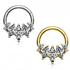 Anneaux de nez transfrontaliers européens et américains avec incrustations de zircon, anneaux ouvrants et fermants en argent, or et acier inoxydable, bijoux - Product Image 1