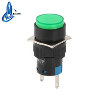 Interrupteur à bouton-poussoir carré LED 16 mm 110 V/220 V IP65, momentané ou à verrouillage automatique, 10 A/250 V