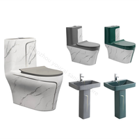 ColorToilet Imanufacturer Inodoros Toilette verte à poser au sol avec lavabo et robinet, WC monobloc