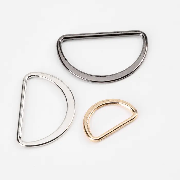 Manufacture Wholesale High Quality Flat Silver Alloy Metal Ring Accessories D Ring for Garment / Handbags