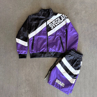 Veste coupe-vent en nylon pour homme DCY, rouge et noir, col montant, fermeture éclair intégrale, style streetwear, veste bomber légère, veste de sport