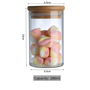Juego de cocina personalizable al por mayor 4 piezas de vidrio vacío de borosilicato juego de tanque de almacenamiento de especias <span class=keywords><strong>con</strong></span> tapa de Bambú - Product Image 2
