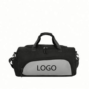 Sac de sport en polyester imperméable à grande capacité avec motif géométrique, fermeture éclair et fermoir, personnalisable avec logo, unisexe, léger, pour voyage - Product Image 2