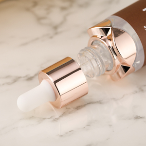 Frasco cuentagotas de vidrio de lujo de 30ml con tapa de oro rosa Base cortada en forma de flor para embalaje de suero de aceite esencial - Product Image 5