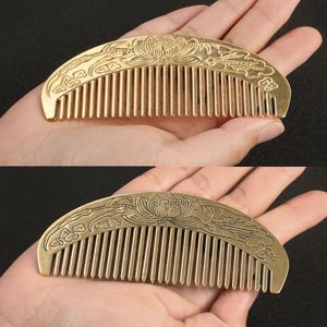 Antiguo antiguo latón fundido a presión alivio peine retro flor cobre peine artesanías - Product Image 2