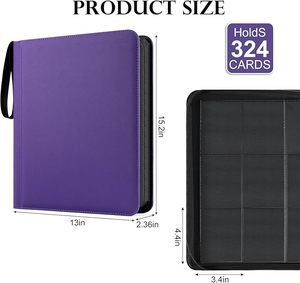 Customized Large Capacity 9 Pocket Trading Card <b>Binder</b> with PP Inner Pages Premium PU <b>Leather</b> Zipper for Collectors - Product Image 4