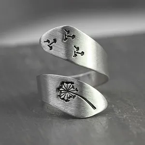Регулируемые серебряные кольца в западном стиле ручной работы в виде кактуса, Луны, солнца, пчелы