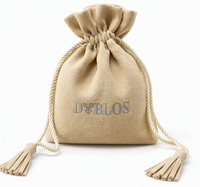 Pochette en suède pour emballage cadeau, pochette avec impression de logo, pochette à bijoux, emballage personnalisé en suède doux avec cordon de serrage, sac anti-poussière pour bijoux