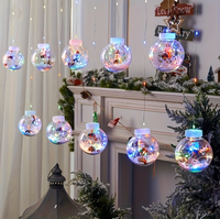 Guirlandes lumineuses LED de Noël en forme de boule, décoratives, avec Père Noël et bonhomme de neige, pour fenêtre, maison et fête