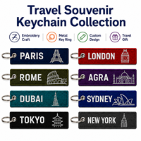 Porte-clés souvenir de voyage personnalisé, porte-clés en tissu brodé personnalisé pour motards, voitures, sacs à dos, vente en gros