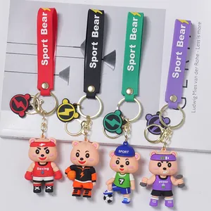 Love Bear Custom 3d Anime Keychain Silicone Plastic Rubber Pvc Keychain Bag Accessories In Bulk Key Holder Key Ring Gift