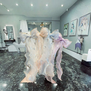 Yoly – Grandes pinces à cheveux mignonnes de 15,5 cm avec nœud en dentelle, long ruban en maille, épingle à cheveux flocon de neige, accessoires de mode pour femmes - Product Image 3