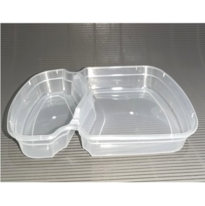 Fiambrera de blíster de plástico PP de tamaño pequeño transparente de alta calidad, tapa de 2 compartimentos, comida para microondas lista para uso de exportación - Product Image 1