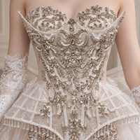 Robe de mariée sirène de luxe à col montant, ornée de cristaux, avec corset perlé illusion, en dentelle et tulle, traîne cathédrale, vente en gros