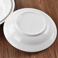 Assiette et bol à soupe en porcelaine blanche pure pour la maison, usage restaurant/hôtel, design minimaliste moderne style chapeau de paille, compatible micro-ondes