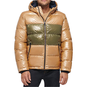 <b>Men</b>’s Shiny Puffer <b>Jacket</b> with Hood Windproof Winter Warm Coat New Look Design Customized Any Logo Design - Product Image 1