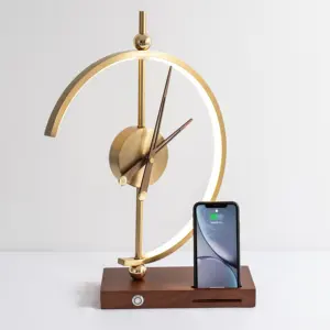 Trending products 2024 new arrivals smart home lights wireless charging LED table lamp modern G clock lamp with usb port