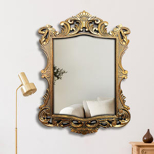 Specchio Decorativo Retrò Europeo Art Déco in Legno Goffrato a Mano da Parete per Matrimoni, Pasqua, Uso Domestico in Stile Corte - Product Image 2