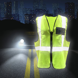 Gilet de sécurité en maille jaune fluorescente imperméable de classe 2 ANSI avec logo personnalisé CITICITY, fermeture éclair, bandes réfléchissantes, poche transparente pour carte d'identité - Product Image 6