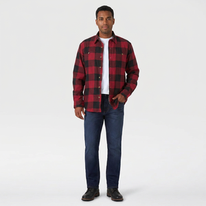 Chemises en flanelle à carreaux pour hommes, doublées de polaire en coton chaud, avec logo personnalisé Sherpa - Product Image 1