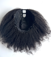 Perruque U-Part 4C Afro Kinky Coily en Cheveux Indiens Non Traités, Densité 180%, avec Cordon de Serrage et Ligne de Cheveux Invisible, Vente en Gros