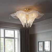 Lustre en cristal de luxe américain, style français, cadre en métal doré, pour salon, salle à manger, villa