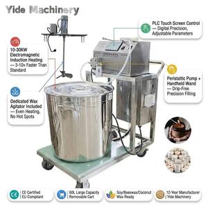 Machine de remplissage de cire de bougie de soja et de cire d'abeille 10-30KW avec écran tactile PLC, pompe péristaltique anti-goutte 60L, certifiée CE - Product Image 1