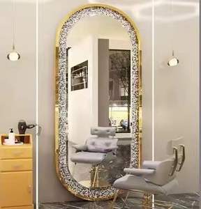 Miroir de Salon Moderne 2025 Rond avec Éclairage LED pour <span class=keywords><strong>Coiffeur</strong></span>, Station de Miroir pour Salon de Beauté - Product Image 1