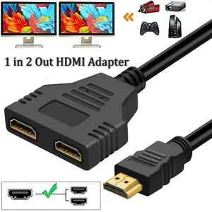 1x2 HDMI Splitter Cable 1 Input 2 Output HDMI Splitter Male To 2 Female 1 In 2 Out Audio Video Cable Cord 32cm
