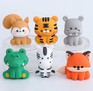 Figurines en plastique PVC souples au toucher caoutchouté, petits animaux OEM : tigre, lion, éléphant, singe, girafe, zèbre - Product Image 5