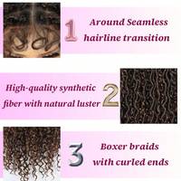 Promotion Perruque tressée style bohème, double dentelle frontale complète, fausses locks Goddess, sans nœuds carrés, pré-épilée, avec baby hair et broderie