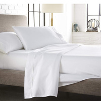 Draps de Lit en Satin Blanc de Chine de Luxe pour Hôtels, en Coton, Taille King, 60s, 300 Fils au Pouce Carré, Vente en Gros de Draps Blancs