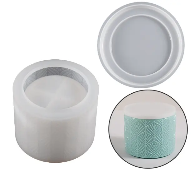 DIY Resin Embossed Pattern Storage Box Silicone Mold Plaster 3D Flower Pot Silicone Mold