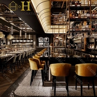 Meubles de restaurant d'hôtel de luxe Comptoir de bar personnalisé Design Présentoir à vin Tables et chaises de haute qualité pour restaurant